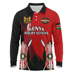 Custom Kenya Rugby Sevens Kenyan Sporty Version Long Sleeve Polo Shirt