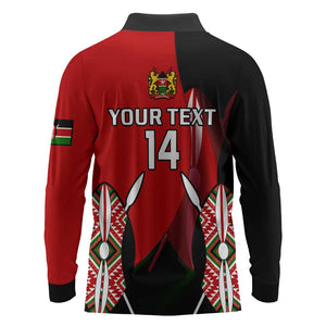 Custom Kenya Rugby Sevens Kenyan Sporty Version Long Sleeve Polo Shirt