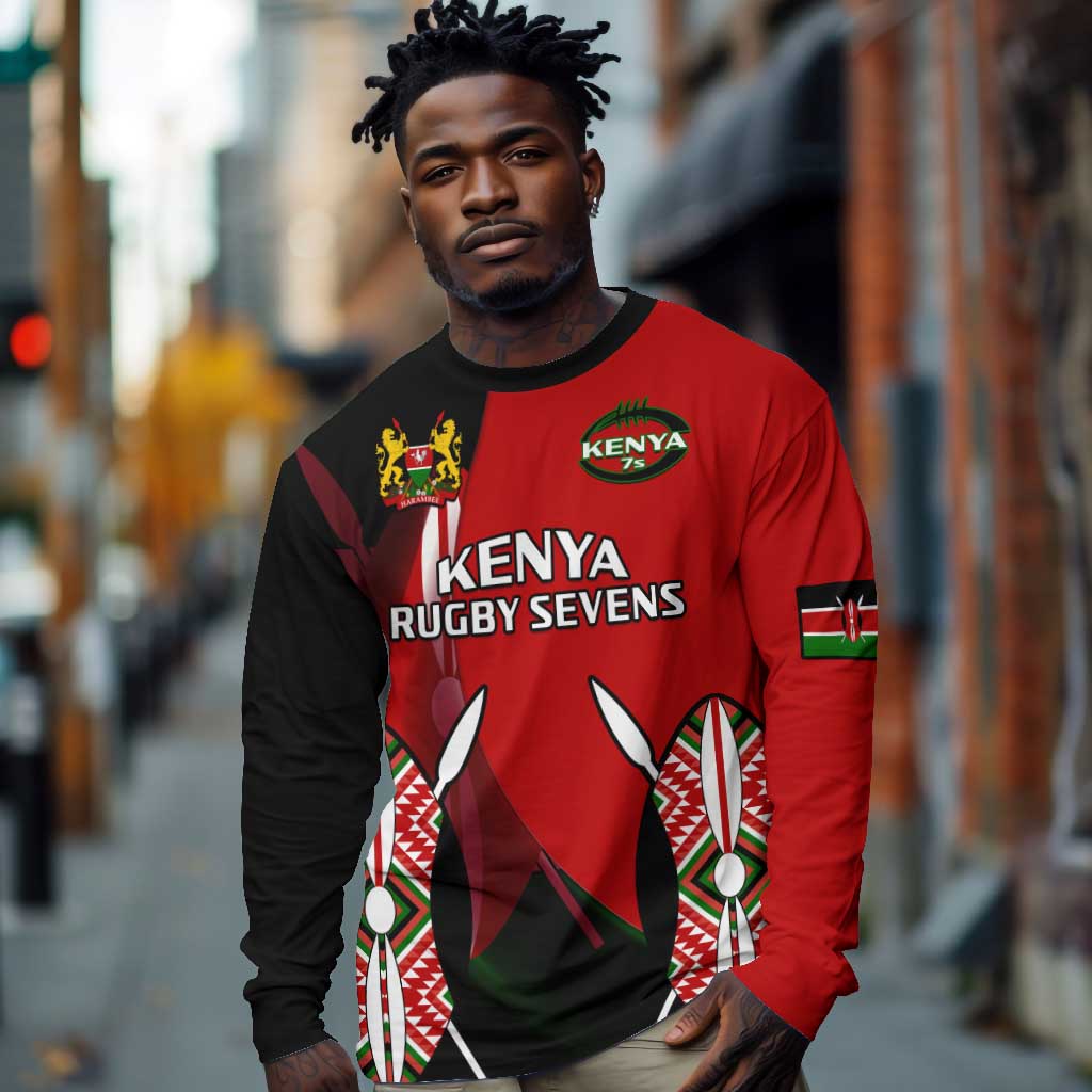 Custom Kenya Rugby Sevens Kenyan Sporty Version Long Sleeve Shirt LT14