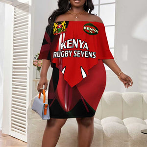 Custom Kenya Rugby Sevens Kenyan Sporty Version Off Shoulder Short Dress LT14