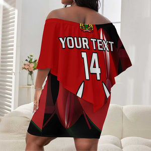 Custom Kenya Rugby Sevens Kenyan Sporty Version Off Shoulder Short Dress LT14