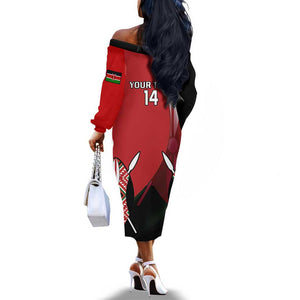 Custom Kenya Rugby Sevens Kenyan Sporty Version Off The Shoulder Long Sleeve Dress