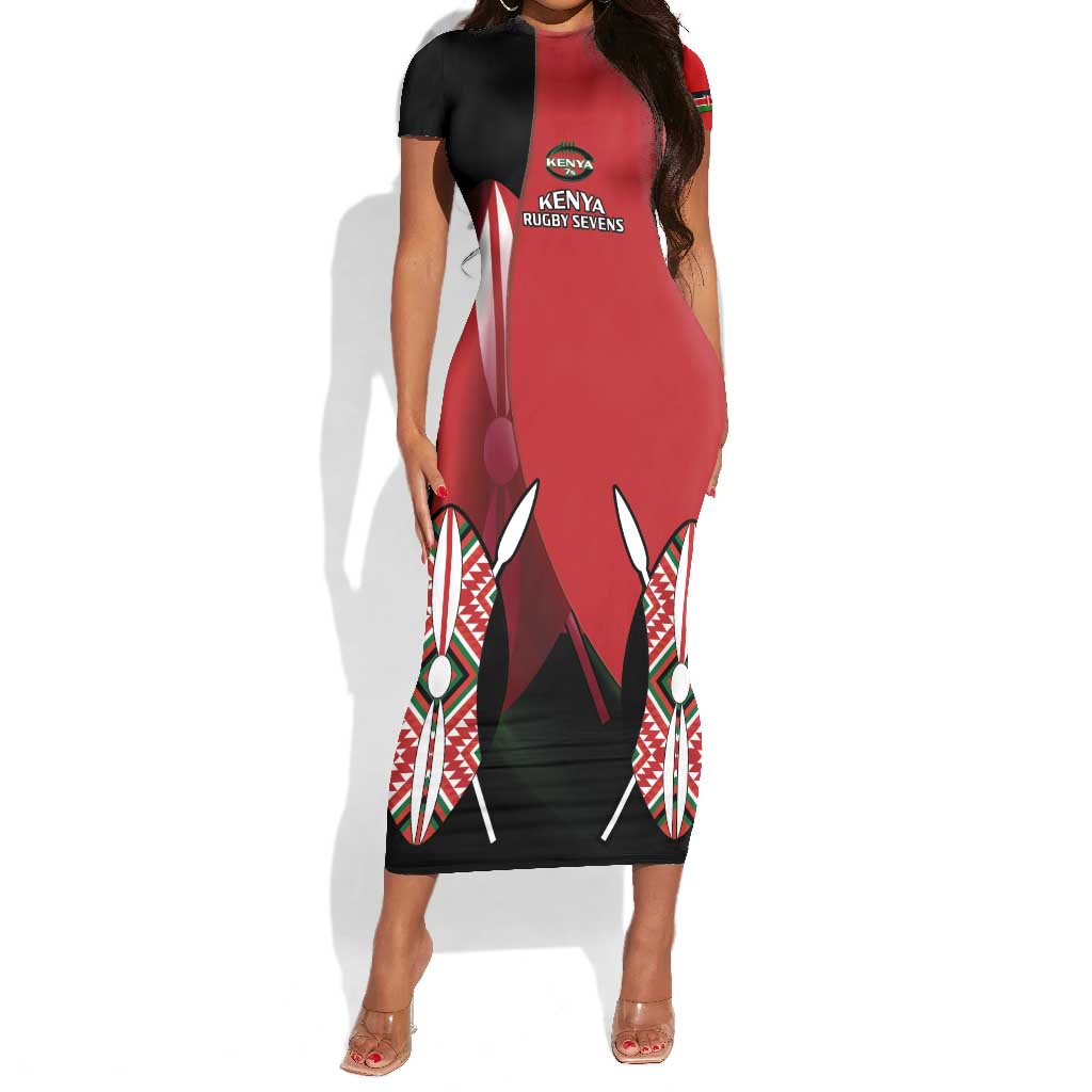 Custom Kenya Rugby Sevens Kenyan Sporty Version Short Sleeve Bodycon Dress