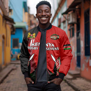 Custom Kenya Rugby Sevens Kenyan Sporty Version Sleeve Zip Bomber Jacket