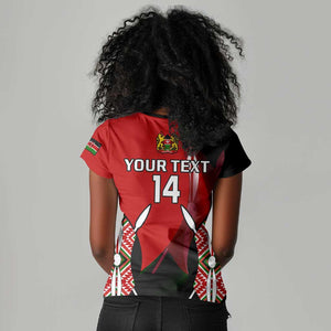 Custom Kenya Rugby Sevens Kenyan Sporty Version Women V-Neck T-Shirt