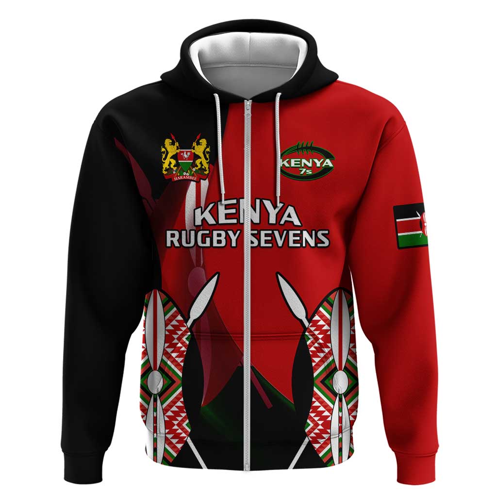 Custom Kenya Rugby Sevens Kenyan Sporty Version Zip Hoodie