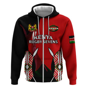 Custom Kenya Rugby Sevens Kenyan Sporty Version Zip Hoodie