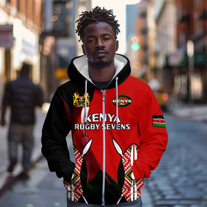 Custom Kenya Rugby Sevens Kenyan Sporty Version Zip Hoodie