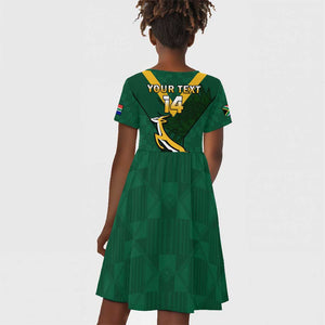 Custom South Africa Rugby Go Blitzboks Sevens Kid Short Sleeve Dress