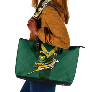 Custom South Africa Rugby Go Blitzboks Sevens Leather Tote Bag