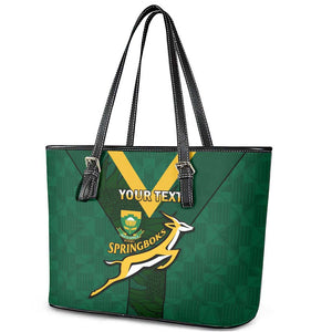 Custom South Africa Rugby Go Blitzboks Sevens Leather Tote Bag