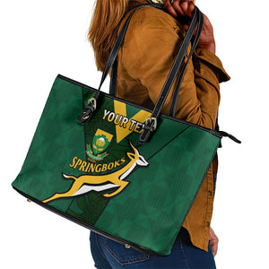 Custom South Africa Rugby Go Blitzboks Sevens Leather Tote Bag