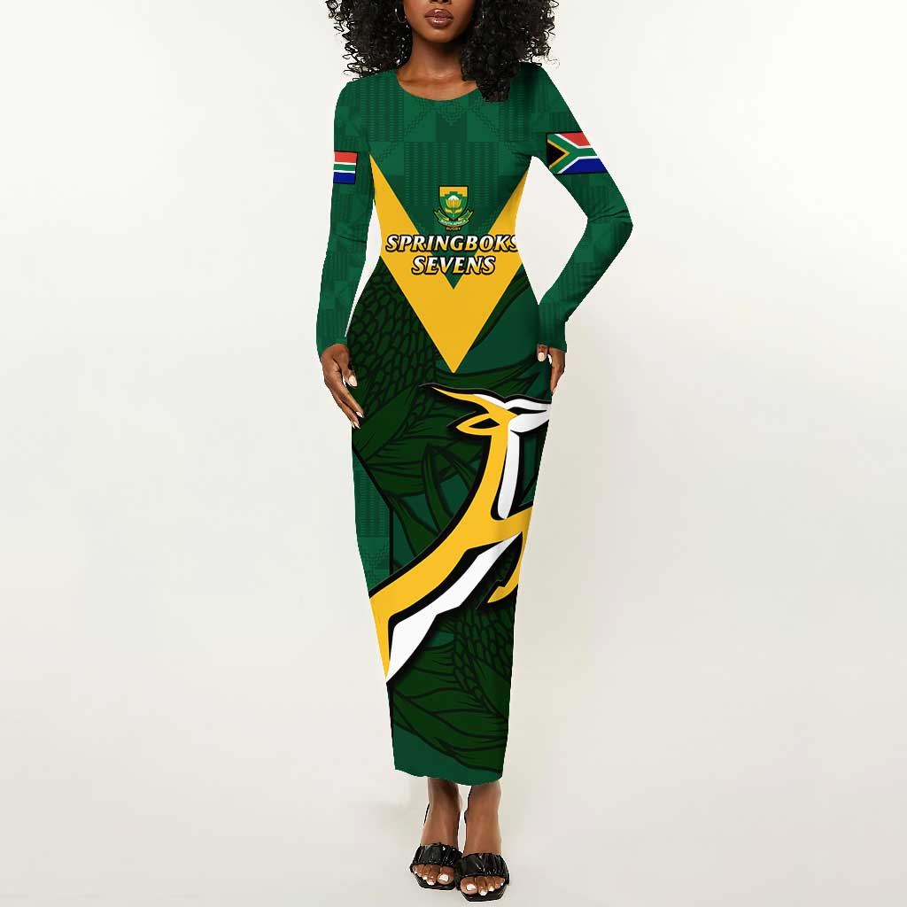 Custom South Africa Rugby Go Blitzboks Sevens Long Sleeve Bodycon Dress