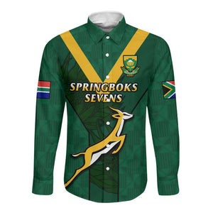 Custom South Africa Rugby Go Blitzboks Sevens Long Sleeve Button Shirt