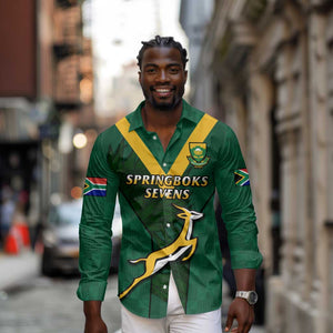 Custom South Africa Rugby Go Blitzboks Sevens Long Sleeve Button Shirt