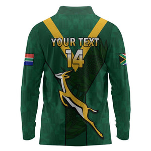 Custom South Africa Rugby Go Blitzboks Sevens Long Sleeve Polo Shirt