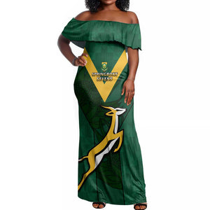 Custom South Africa Rugby Go Blitzboks Sevens Off Shoulder Maxi Dress