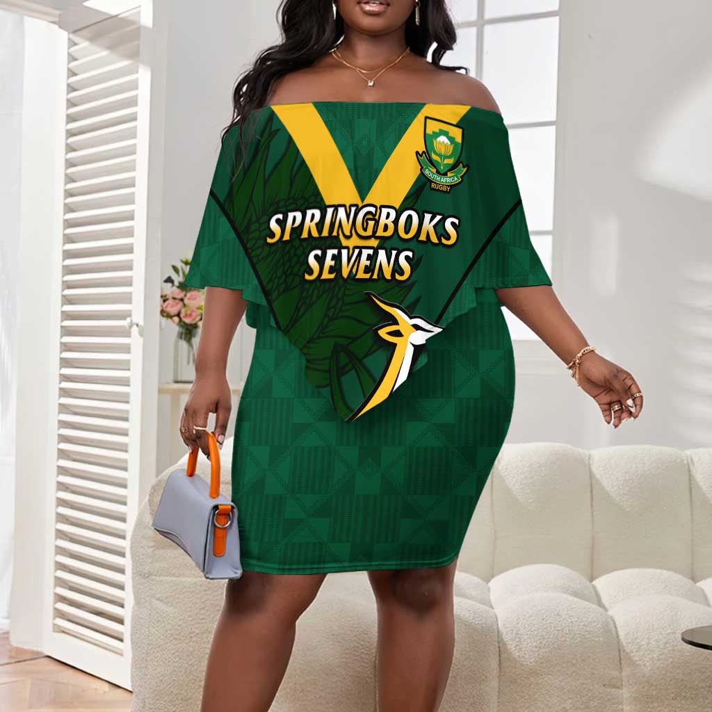 Custom South Africa Rugby Go Blitzboks Sevens Off Shoulder Short Dress LT14