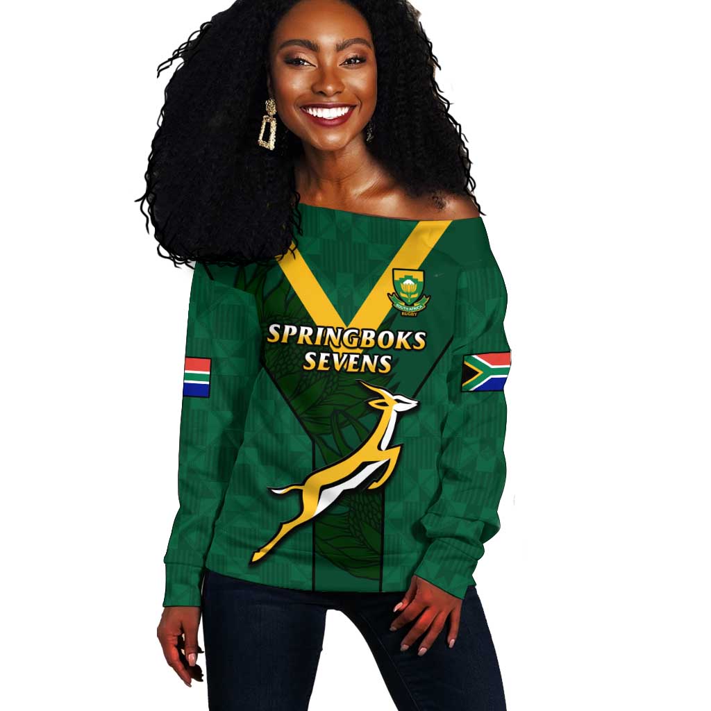 Custom South Africa Rugby Go Blitzboks Sevens Off Shoulder Sweater