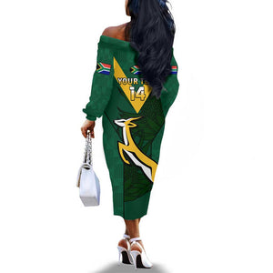 Custom South Africa Rugby Go Blitzboks Sevens Off The Shoulder Long Sleeve Dress