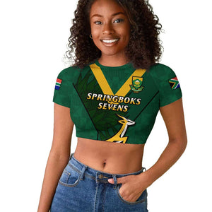 Custom South Africa Rugby Go Blitzboks Sevens Raglan Cropped T shirt