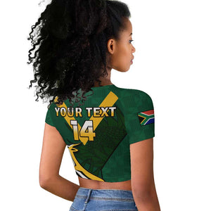 Custom South Africa Rugby Go Blitzboks Sevens Raglan Cropped T shirt