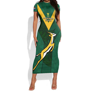 Custom South Africa Rugby Go Blitzboks Sevens Short Sleeve Bodycon Dress