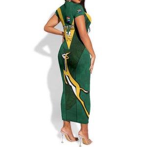 Custom South Africa Rugby Go Blitzboks Sevens Short Sleeve Bodycon Dress