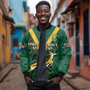 Custom South Africa Rugby Go Blitzboks Sevens Sleeve Zip Bomber Jacket