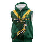 Custom South Africa Rugby Go Blitzboks Sevens Sleeveless Zip Hoodie - African Pride