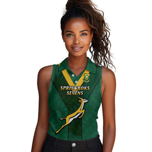 Custom South Africa Rugby Go Blitzboks Sevens Women Sleeveless Polo Shirt