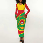 Cape Verde 1975-1992 Long Sleeve Bodycon Dress Coat Of Arms Grunge Style LT14
