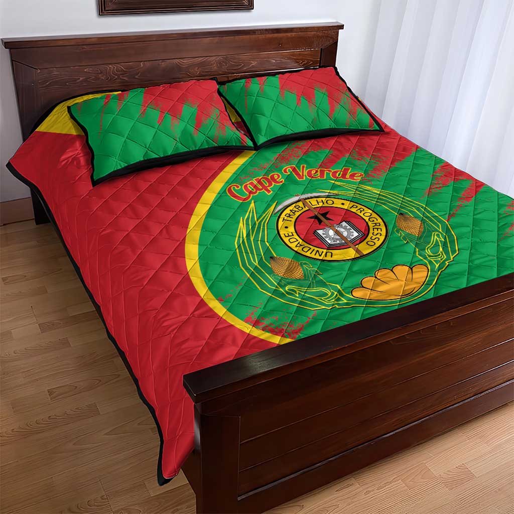 Cape Verde 1975-1992 Quilt Bed Set Coat Of Arms Grunge Style