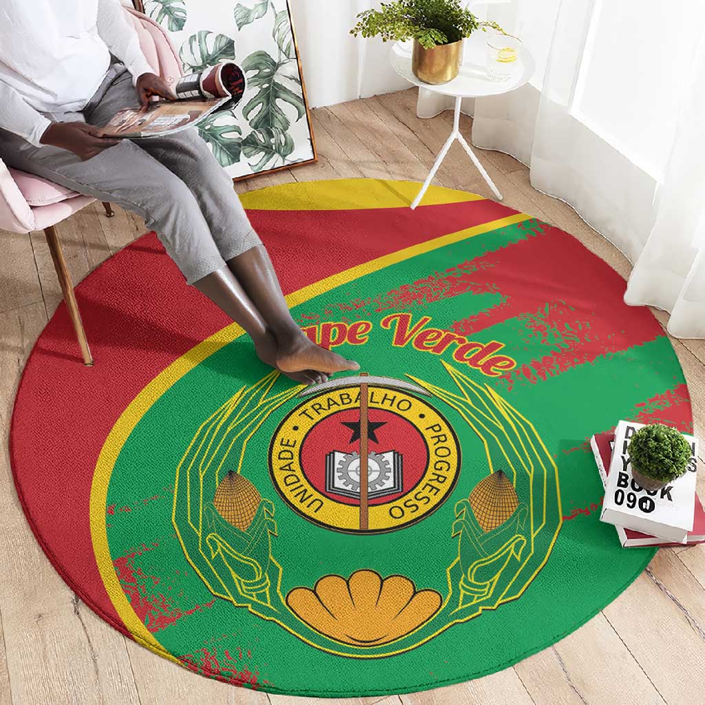 Cape Verde 1975-1992 Round Carpet Coat Of Arms Grunge Style