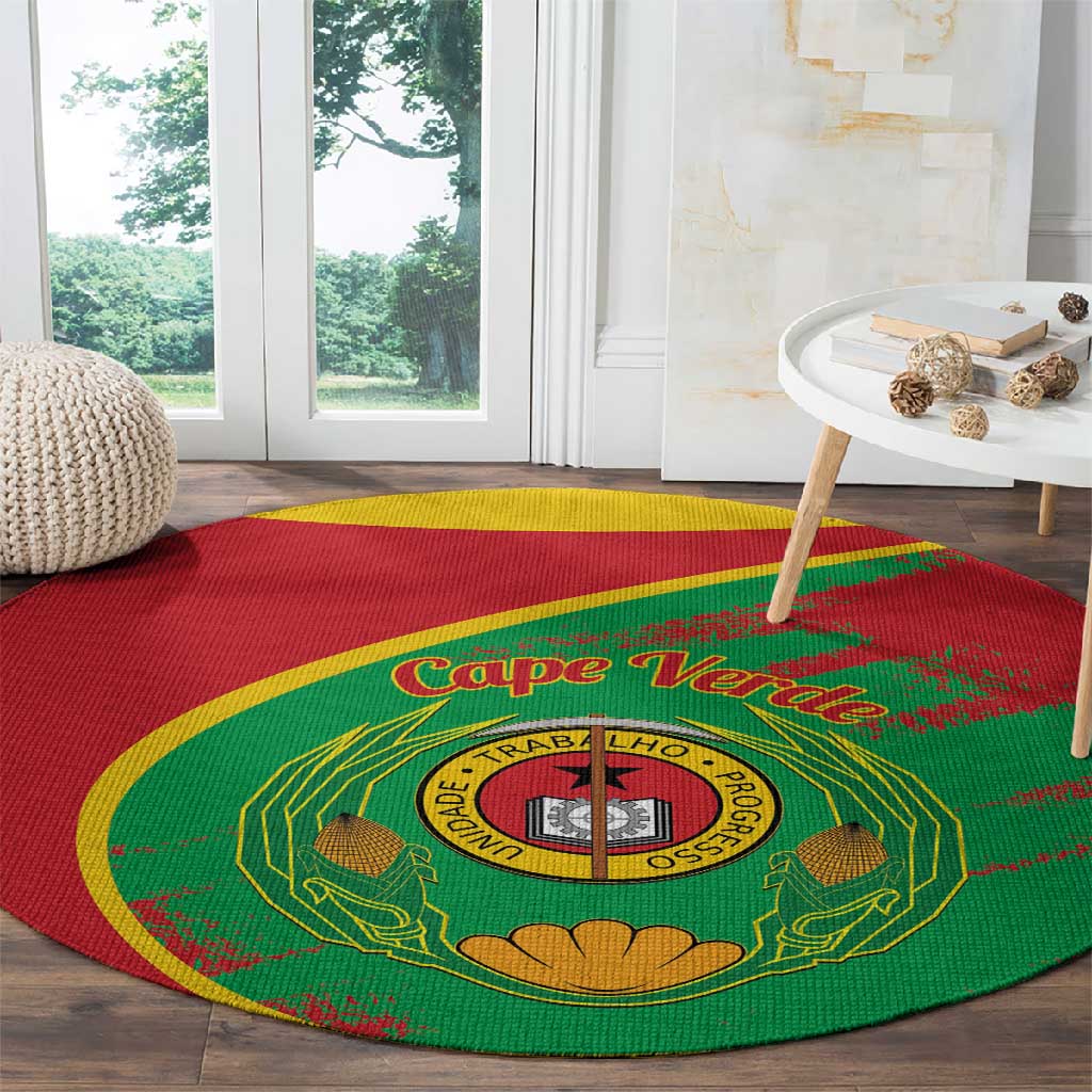 Cape Verde 1975-1992 Round Carpet Coat Of Arms Grunge Style