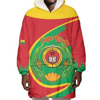 Cape Verde 1975-1992 Wearable Blanket Hoodie Coat Of Arms Grunge Style