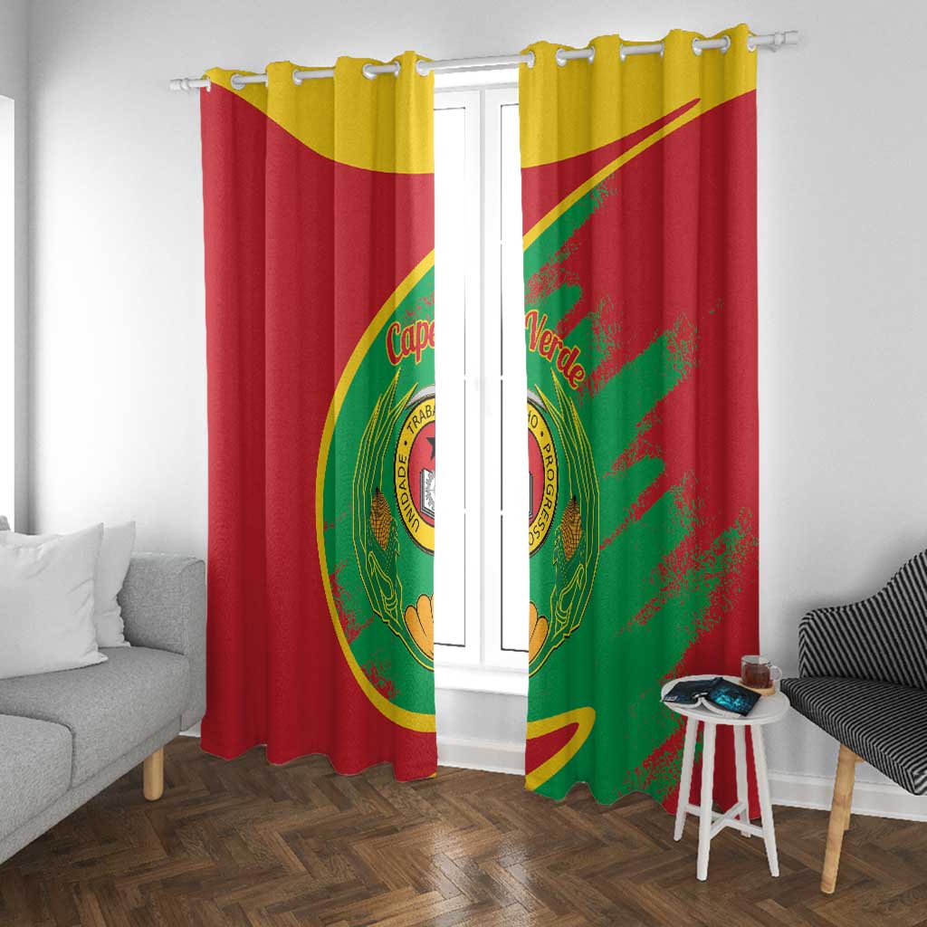 Cape Verde 1975-1992 Window Curtain Coat Of Arms Grunge Style