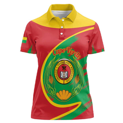 Cape Verde 1975-1992 Women Polo Shirt Coat Of Arms Grunge Style