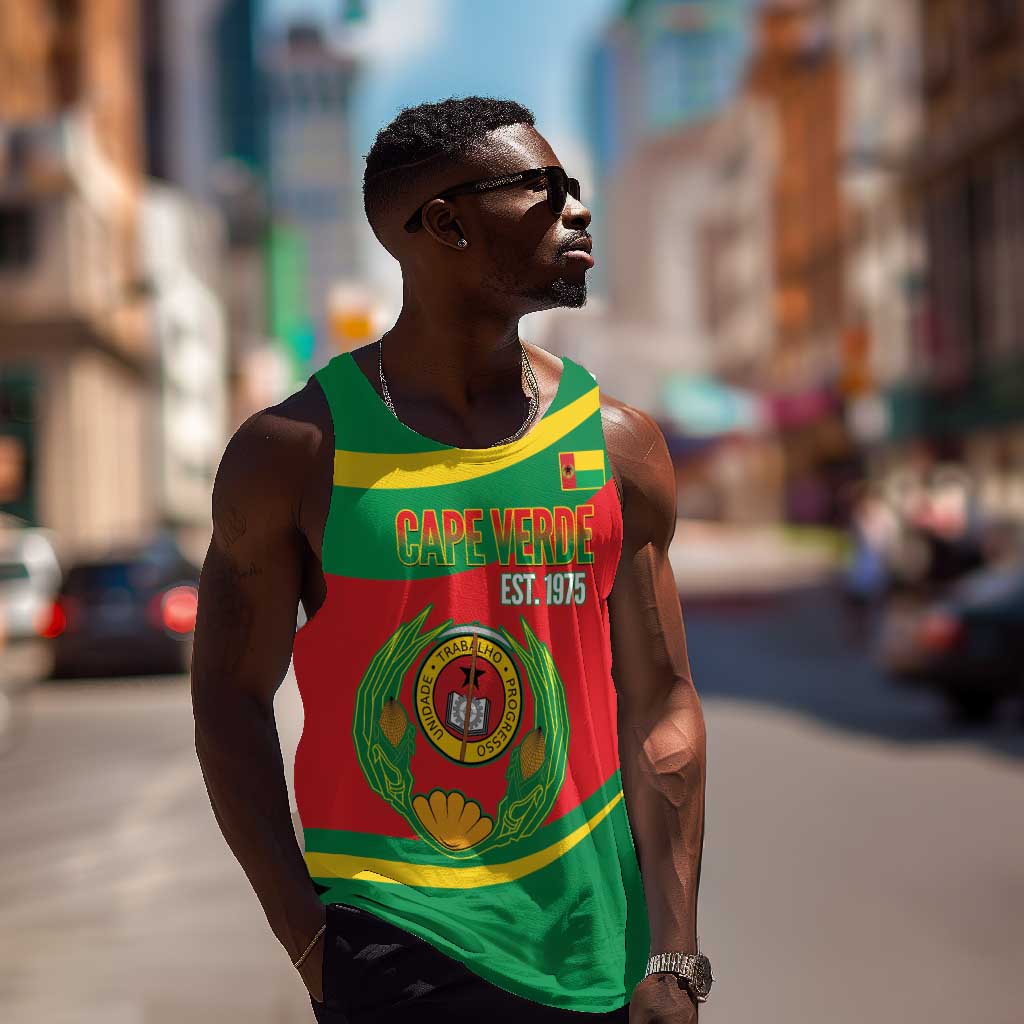 Cape Verde 1975-1992 Men Tank Top Unidade Trabalho Progresso