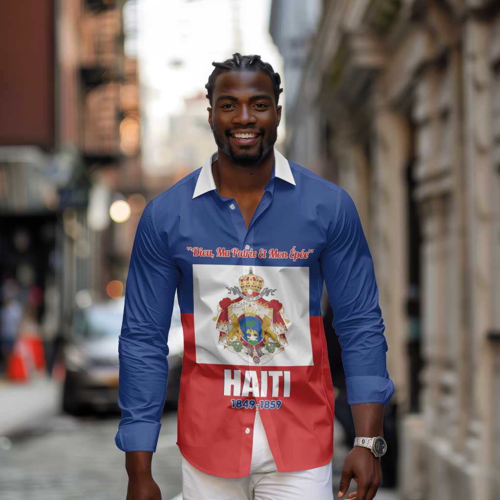 Personalised Second Empire of Haiti 1849-1859 Long Sleeve Button Shirt Anpi an Ayiti Flag Style