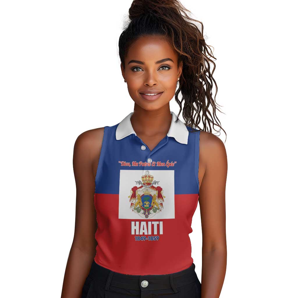 Personalised Second Empire of Haiti 1849-1859 Women Sleeveless Polo Shirt Anpi an Ayiti Flag Style