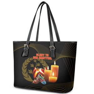 20 June Eritrea Martyrs Day Leather Tote Bag Glory To Our Martyrs