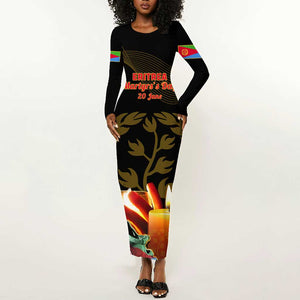 20 June Eritrea Martyrs Day Long Sleeve Bodycon Dress Glory To Our Martyrs