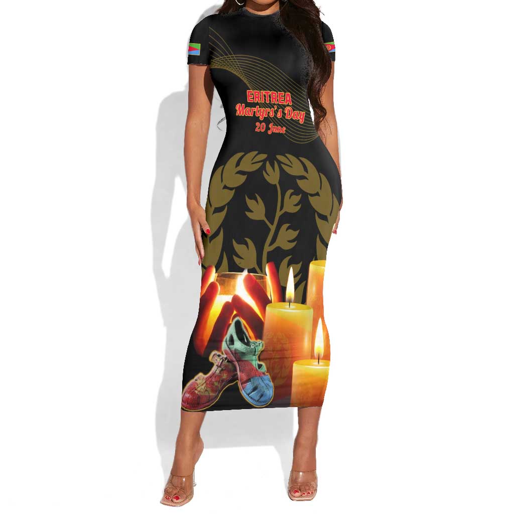 20 June Eritrea Martyrs Day Short Sleeve Bodycon Dress Glory To Our Martyrs