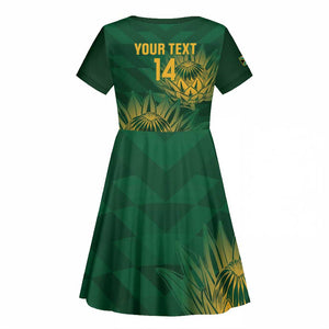 Custom South Africa Cricket Kid Short Sleeve Dress Go Champions Proteas