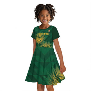 Custom South Africa Cricket Kid Short Sleeve Dress Go Champions Proteas