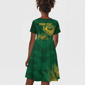 Custom South Africa Cricket Kid Short Sleeve Dress Go Champions Proteas