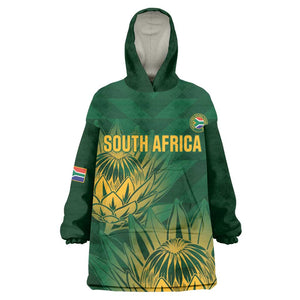 Custom South Africa Cricket Kid Wearable Blanket Hoodie Go Champions Proteas