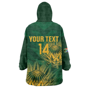 Custom South Africa Cricket Kid Wearable Blanket Hoodie Go Champions Proteas