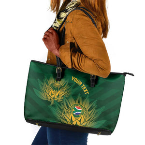 Custom South Africa Cricket Leather Tote Bag Go Champions Proteas